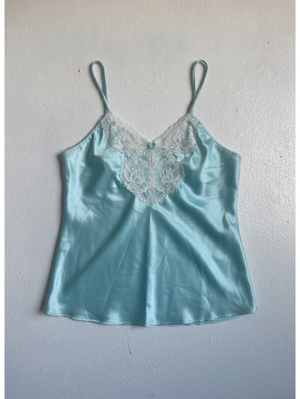 Vintage 90’s y2k Satin Camisol Lace trim mermaid fairycore large tank